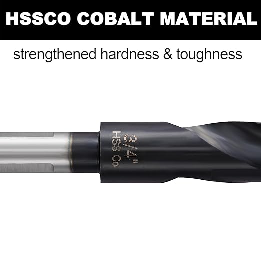 3/4 Drill Bit for Metal and Hardened Steel, 1/2 Inch Reduced Shank M35 Cobalt HSS Twist Heavy Duty Drill Bits, with Index Storage Case