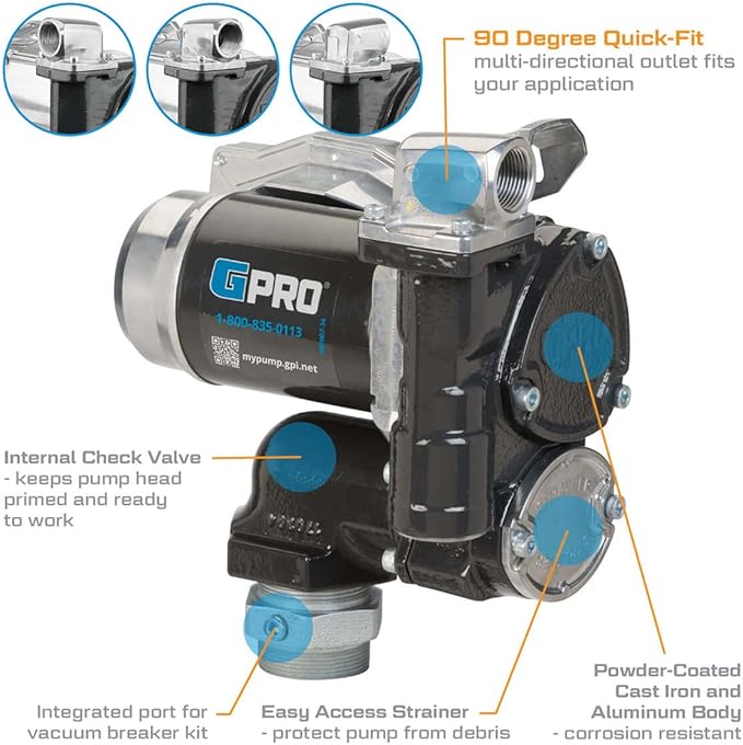 GPRO - V25 Series Fuel Transfer Pump, Pump Only, 25 GPM, 12 Volt (170000-01)