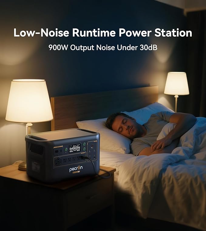 Pecron Portable Power Station F3000LFP with 200W Solar Panel*1, 3072Wh Solar Camping Generator can expand to 9216Wh, 3600W Solar Generator for RV, Home Use, CPAP