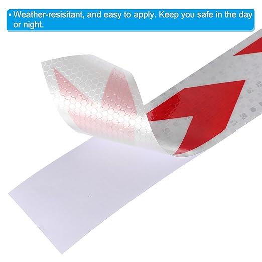 PATIKIL Reflective Tape, 2 Inch x 20 ft Waterproof Self Adhesive High Visibility Safety Warning Arrow Tape Outdoor Reflectors for Trucks Trailers Cars, White Red