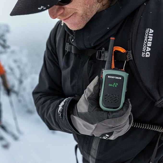 Rocky Talkie Expedition 5 Watt Radio with Climbing Rated Carabiner Attachment - GMRS Radio with IP67 Waterproofing, Long Range Walkie Talkie, NOAA Weather Alerts, 5 Day Battery Life, 1 Pack