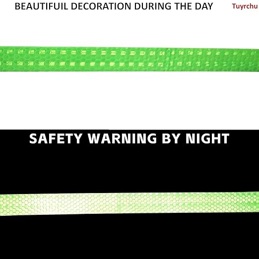 Green Reflective Tape Outdoor Waterproof 1 inch Wide for Cars, High Visibility Safety Warning Adhesive Strips (66 feet, 10 Rolls)
