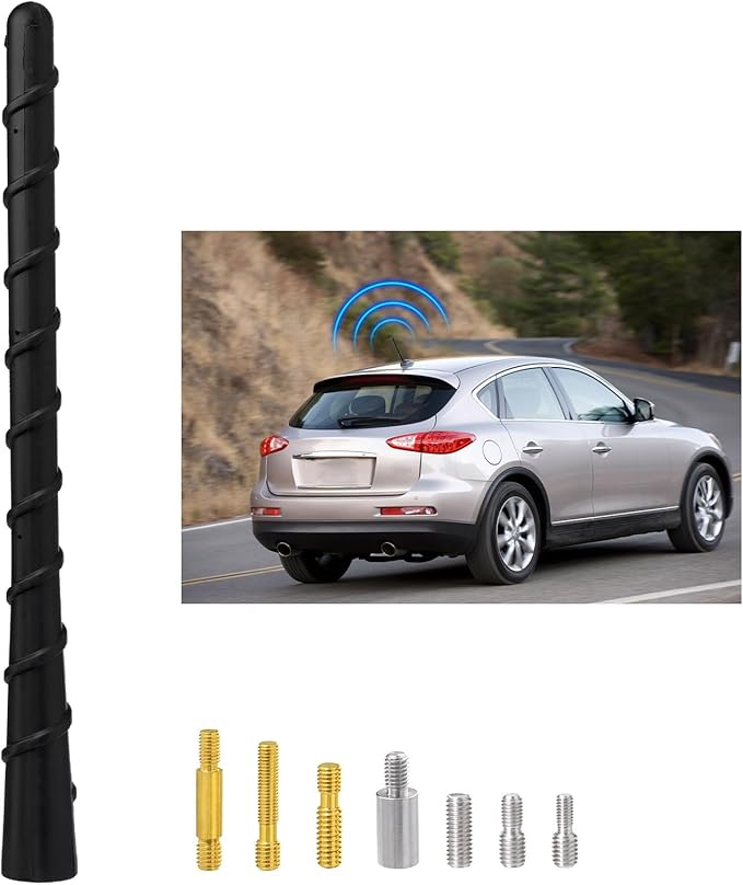 SZSAUTO Car Truck Spiral Antenna, 7 Inch Waterproof PVC Rubber Antenna Mast Replacement, Vehicle Radio FM AM Antennas, Flexible Short Antenna for Cars Trucks SUVs Off-Roads