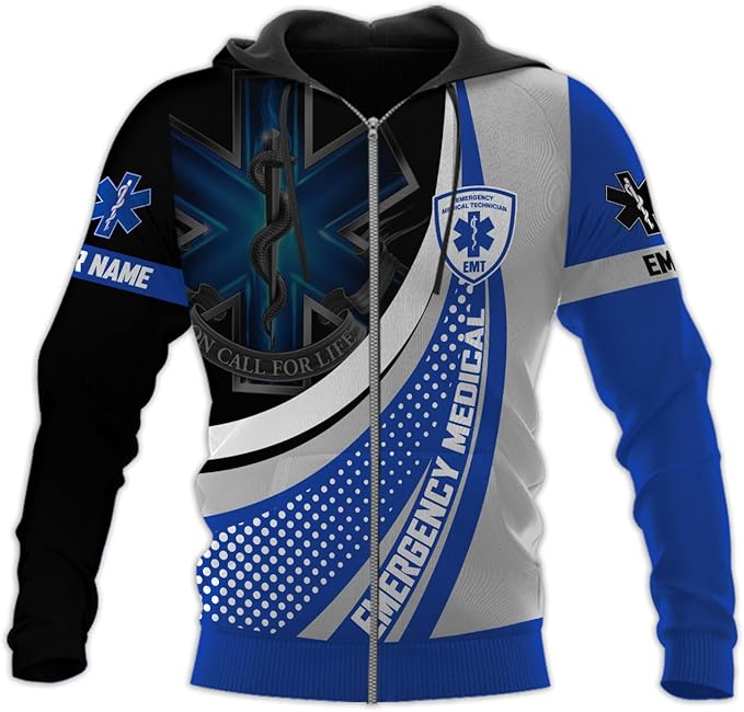 Personalized EMT 3D Shirt, EMT 3D Hoodie, 3D EMS Hoodies for Men, Medical Uniforms EMS Shirt, Emergency Medical Service Shirt