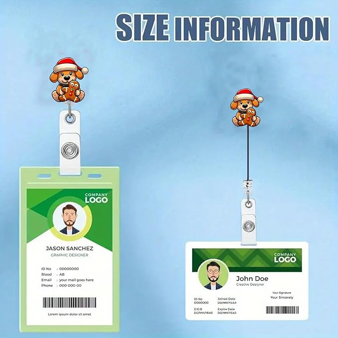 Christmas Gingerbread Man Dog Badge Reel Winter Nurse Badge Clip for Name Tag Decor Retractable Badge Reels with Acrylic Alligator Clip Xmas Cute Badge Holder for Medical Worker