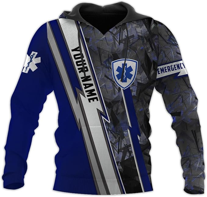 Personalized EMT 3D Shirt, EMT 3D Hoodie, 3D EMS Hoodies for Men, Medical Uniforms EMS Shirt, Emergency Medical Service Shirt