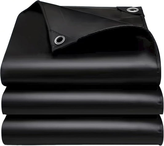 10x14FT Tarps Heavy Duty Waterproof, 16 Mil Heavy Duty Tarps with Grommets Reinforced Edges, UV Resistant, Tear&Fade Resistant, Large Covers for Camping Patio Roof Boat Outdoor, Black