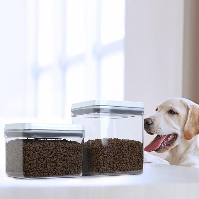 2Pack Pet Food Storage Containers,Airtight Dog Food Storage Container with Pop Lids,Plastic Cat Food Container BPA Free, Secure Dry Kibble Bin, Leak-Proof Dog Food Containers for Pet, Dog,Cats, Birds