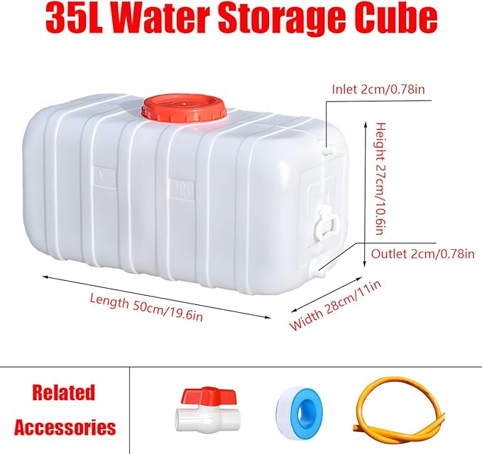 Food-Grade Plastic Buckets 25L/35L/50L/80L/110L/200L Water Container with Tap，Bucket Perfect for Camping，Hiking，Climbing or Other Travel Outdoor Activities Water Tank(Size:35L)