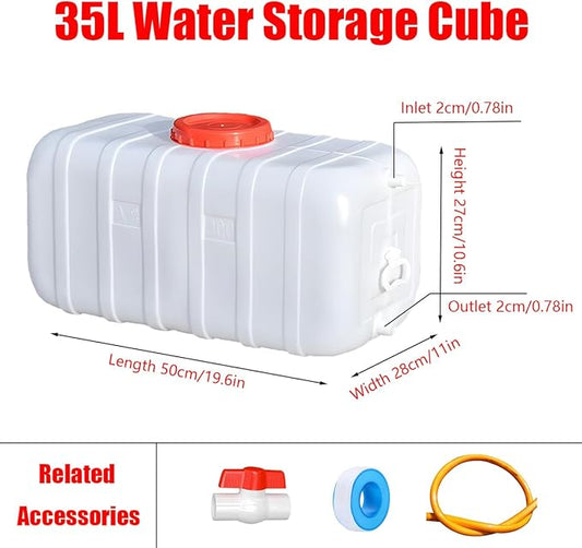 Food-Grade Plastic Buckets 25L/35L/50L/80L/110L/200L Water Container with Tap，Bucket Perfect for Camping，Hiking，Climbing or Other Travel Outdoor Activities Water Tank(Size:35L)