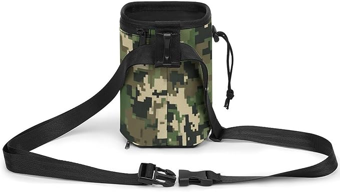 Fashion Pet Training Package, Portable Travel Dog Carrier Bag, Puppy Snack Pocket with Adjustable Waist Belt for Cat Dog Puppy Green Camo Army Solider Camouflage