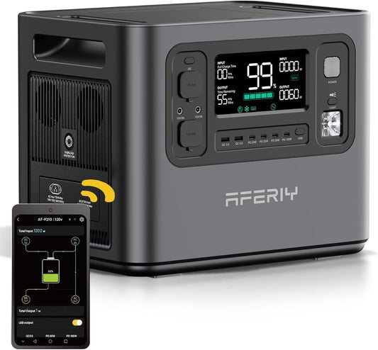 AFERIY P210 Portable Power Station 2400W,2048Wh LiFePO4 Battery Generator with USB-C PD 100W Fast Charging for Emergencies, Power Outages,Home Backup,Camping(Solar Panel Optional)