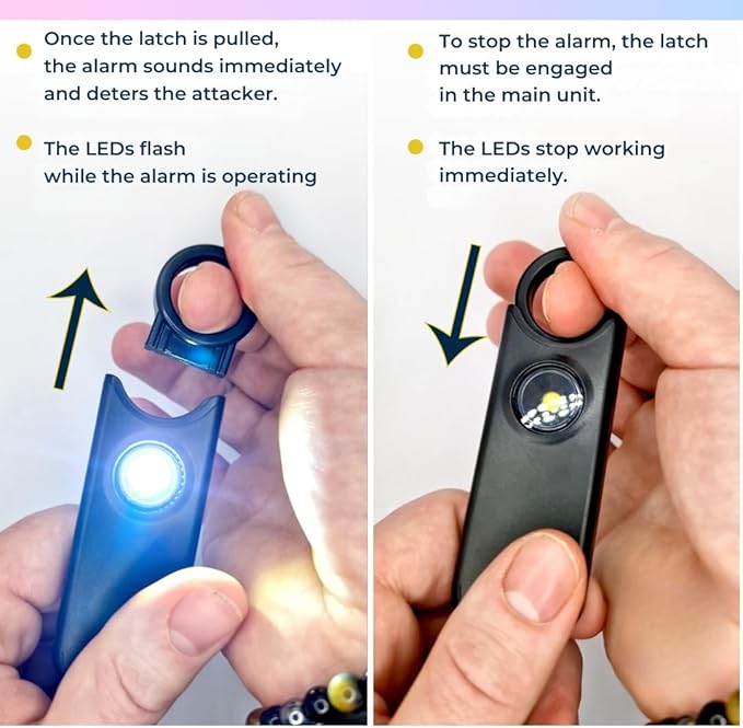 VOLTEK Personal Alarm Kit (Blue) Women's Self-Defense Self-Defense Key Ring Self Self Alarm Mini Autonomous + Personal Emergency Whistle Powerful Siren Lamp 135 DB, USB-C, Includes Guide Included