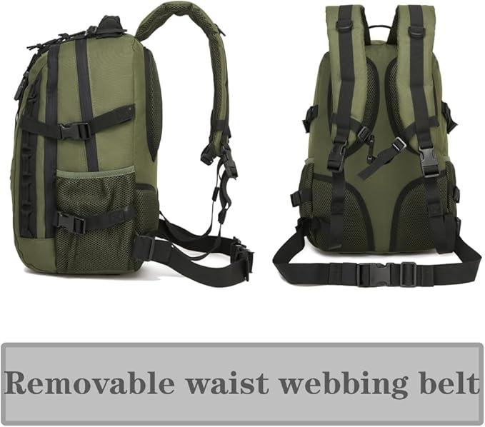 Military Tactical Backpack For Men Laser-Cut Molle Daypack 3 Day for Hiking,Working,Travel (black green)
