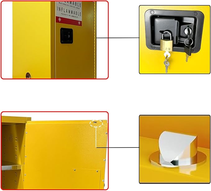koxuyim Hazardous Storage Cabinets, 18.1" D 23.2" W 35.4" H, Industry Safety Cabinet, Dangerous Storage Explosion Proof Cabinet, 2 Adjustable Galvanized Steel Shelf, 5.3 c.f. (Inside Volume)