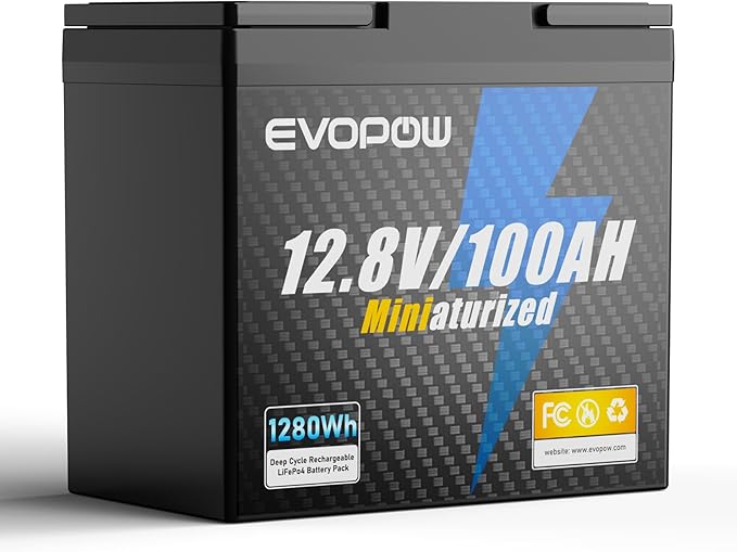 12V 100Ah Mini LiFePO4 Lithium Battery, Built-in 100A BMS, Up to 15000 Cycles with 10-Year Lifespan, 1280Wh Energy LiFePO4 Battery in Small Size, Perfect for RV, Solar, Marine and Home Energy Storage