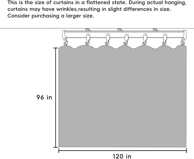 Room Divider Curtains Blackout Ceiling Track Curtain with Hook Wall Mount Sliding Door Curtains Ceiling Mount Extra Wide Curtain Wall Divider for Room Separation (Grey, W120 x H96 Inch)
