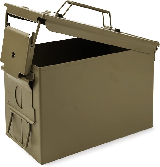 GUGULUZA Metal Ammo Can 30/50 Cal, Lockable Bullet Storage Case, Waterproof & Airtight Containers Box with Flip Top for Long-Term Storage Shotgun, Rifles, Pistols Ammunition