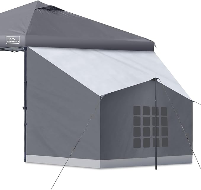 KAMPKEEPER Side Tent,Camping Tent for 10' x 10' Pop Up Canopy, Easy Set Up Gazebo,Compatible with 10' Wide Canopy Tents (Grey)