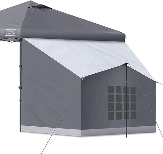 KAMPKEEPER Side Tent,Camping Tent for 10' x 10' Pop Up Canopy, Easy Set Up Gazebo,Compatible with 10' Wide Canopy Tents (Grey)