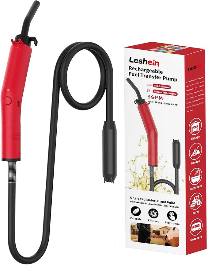 Fuel Transfer Pump 3GPM, USB Rechargeable Electric Siphon Pump for Gasoline Diesel Water, Portable Leakproof Gas Can Pump with Upgraded Hose Material & Build, Ultra-Fast Oil Transfer Pump