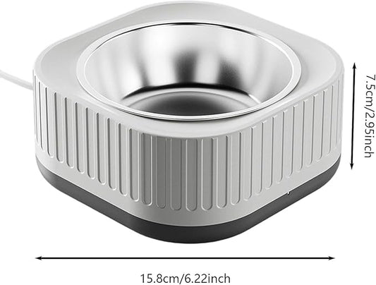 Heated Water Bowl, 200 ml Outdoor Thermostatic Control Heated Dog Pet Bowl,Heated Water Pet Dish with 5Ft Chewproof Cord, Provides Warm Drinkable Water in Winter for Dogs Cats Chickens (Grey)