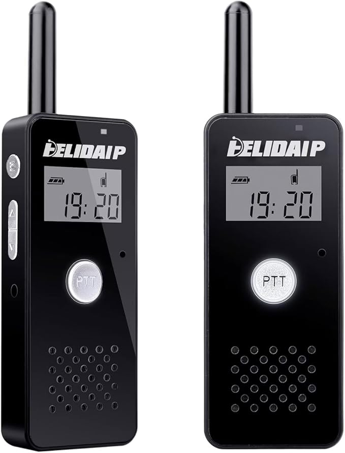 T-M16 Small Walkie Talkies,Portable Two Way Radio with Earpiece & Mic Set Headsets,VOX Hands Free for Restaurants,Hotel,Sports & Outdoor Activities,Hospitals,Tourism,Black 2 Pack