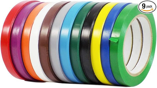 WOD VTCP366 Rainbow Pinstriping Dance Floor Vinyl Tape, 1/2 inch x 36 yds. (Pack of 9) Marking Tape for School Gym, Warehouse, Parking Spaces and More