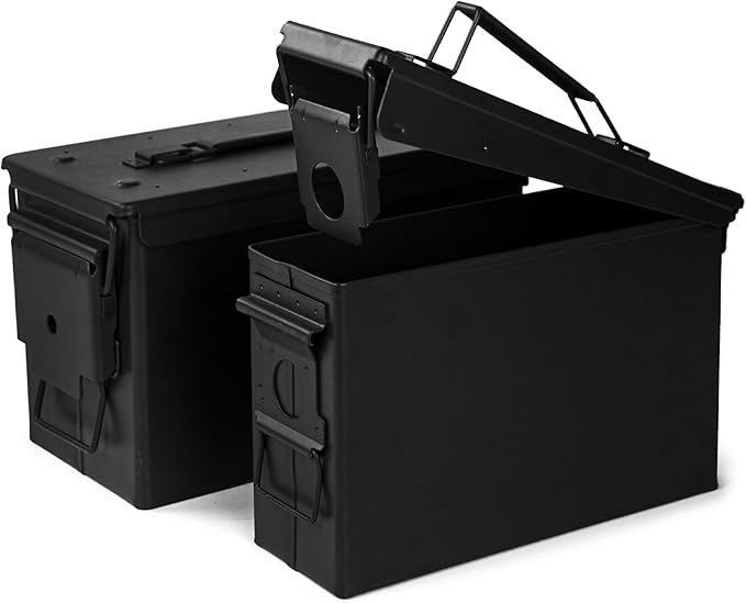GUGULUZA Metal Ammo Can 30/50 Cal, Lockable Bullet Storage Case, Waterproof & Airtight Containers Box with Flip Top for Long-Term Storage Shotgun, Rifles, Pistols Ammunition