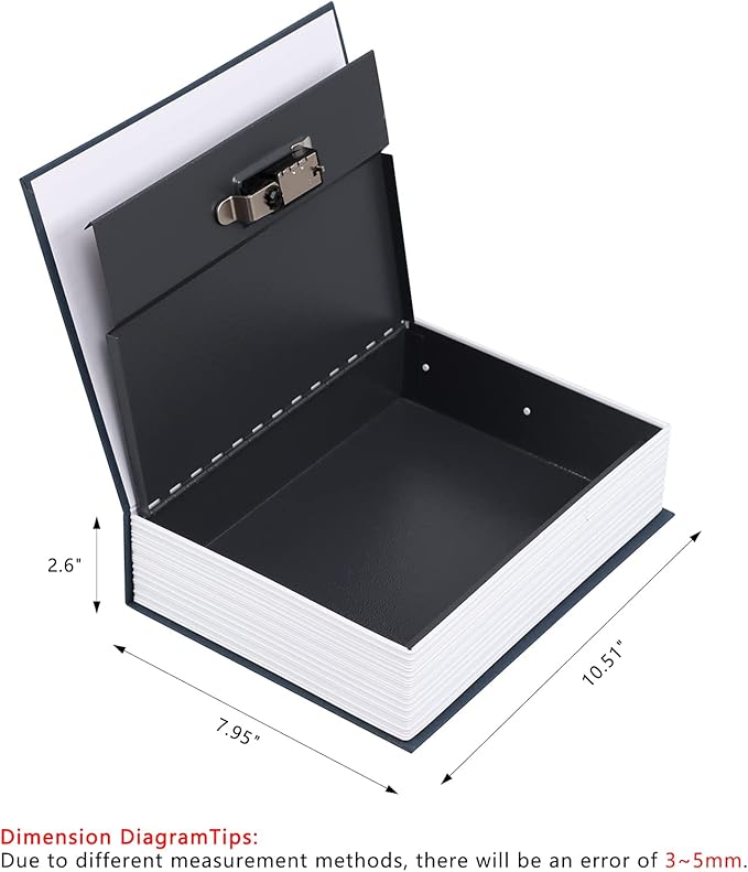 KYODOLED 10.5Inch Diversion Book Safe with Combination Lock, Extra Large Safe Secret Hidden Metal Lock Box,Money Hiding Box,Collection Box,10.5" x 7.8" x 2.6" Navy Blue Extra Large