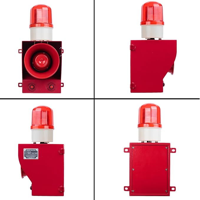 Industrial Siren Alarm 130dB Loud Horn 45watt Adjustable Volume and Tone Outdoor Emergency Strobe Security Alarm System with Plug for Factory, Warehouse, School, Office, Shipyard AC110V-120V