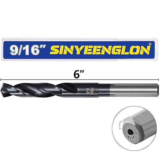 9/16 Cobalt Drill Bit for Metal and Hardened Steel, 1/2 Inch Reduced Shank M35 HSS Twist Heavy Duty Drill Bits, with Index Storage Case