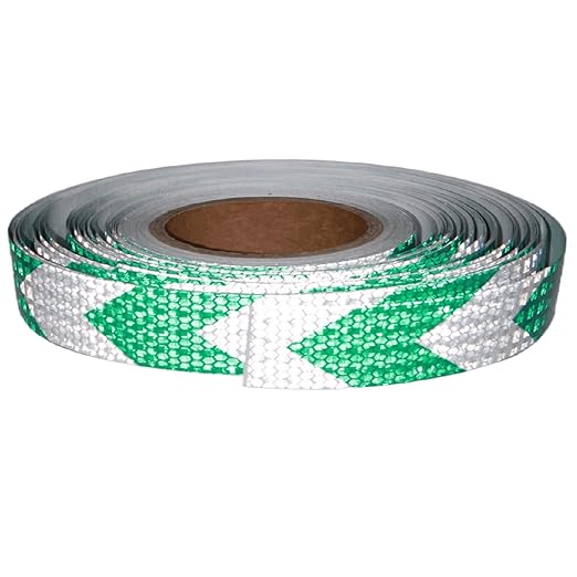 Reflective Tape Green and White 1 Inch x 168 Feet, Warning Conspicuity Reflector, Night Safety Sticker for Car Trailer Clothing