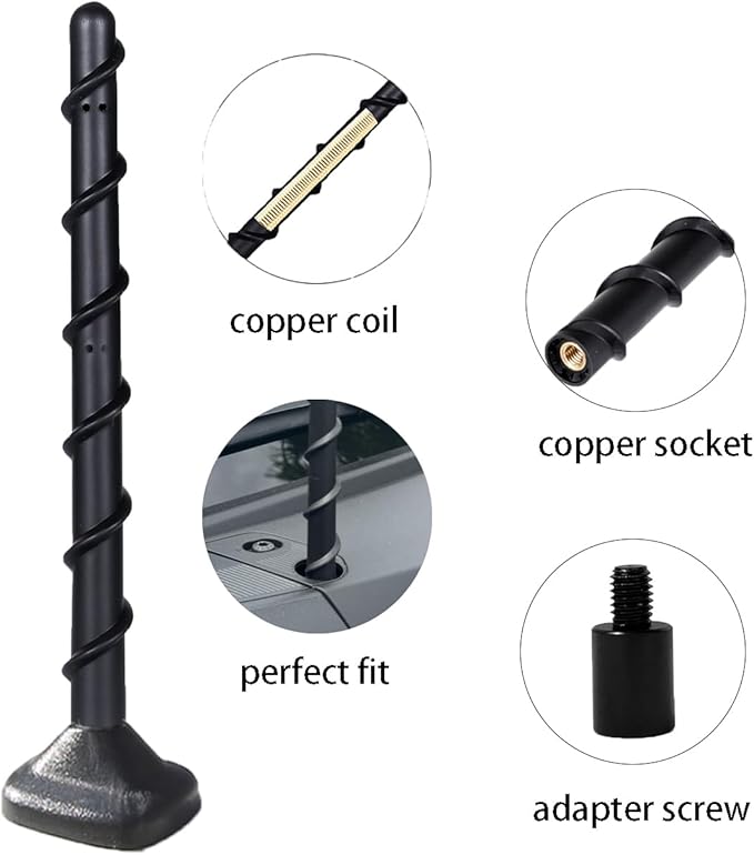 Short Spiral Rubber Antenna Compatible with Chevy Silverado 1500 & GMC Sierra Trucks, Internal Copper Coil for Enhanced Reception, 7 inches Chevy Antenna Replacement Accessories