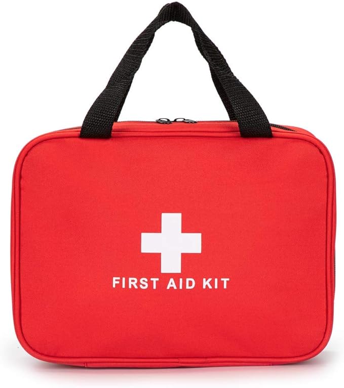Red First Aid Bag Empty Travel Rescue Pouch First Responder Storage Medicine Emergency Bag for Car Home Office Kitchen Sport Outdoors (Red with Zippered Mesh Bags)