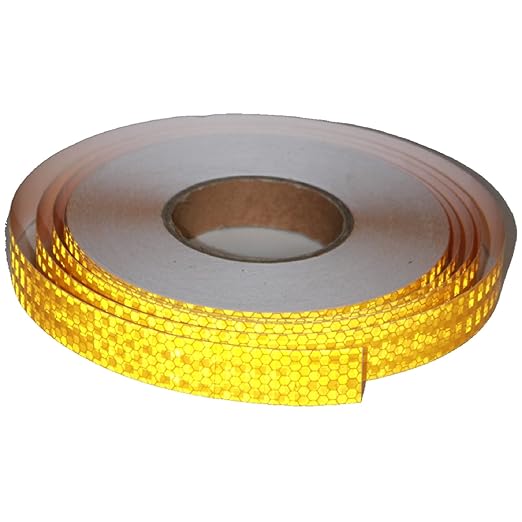 Yellow Reflective Tape Outdoor Waterproof 1 inch, High Visibility Hazard Conspicuity Safety Industrial Marking Tape (166 feet)