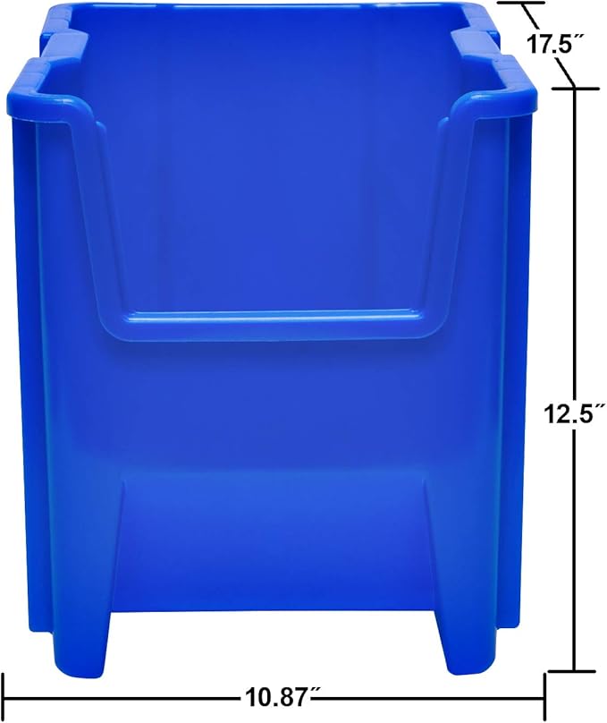Akro-Mils 13014 Stak-N-Store Heavy Duty Stackable Open Front Plastic Storage Container Bin, (17-1/2-Inch x 11-Inch x 12-1/2-Inch), Clear, (4-Pack)