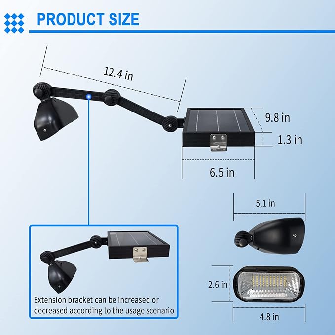 Commercial Solar Sign Lights,Solar Sign Light 5.5V 5.2W Solar Panel & Metal Aluminum Lamp Heads, Solar Billboard Light 3.7 Volts 5200 mAh (Single-Head floodlighting)