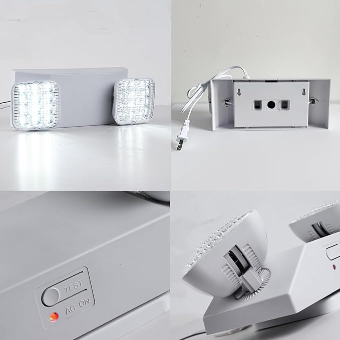 LED Emergency Lights with Plug in Cord for Business Home Power Failure,300lm 4Hours Emergency Exit Lighting Fixtures with Battery Backup,UL 924 AC85-277V