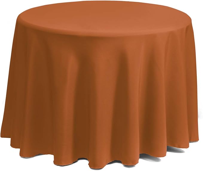 Gee Di Moda Round Tablecloth - 132 Inch Orange Round Table Cloth for 72 to 96 Inch Round Tables - Heavy Duty Washable Fabric - for Buffet Table, Holiday Party, Dinner, Wedding & Baby Shower