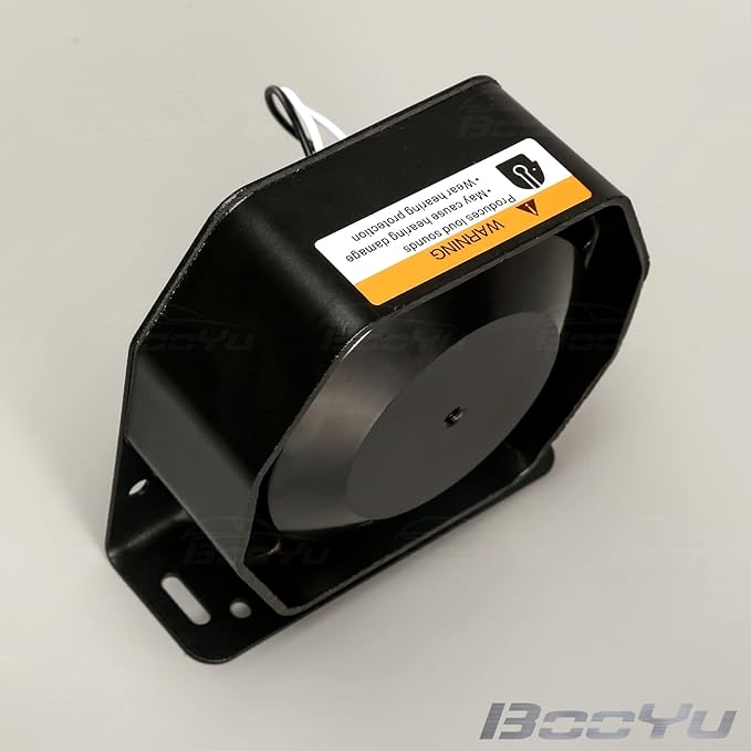 BooYu 200W Compact High-Performance PA Siren Horn Speaker [Ultra Slim] [8 Ohms] [125-135 dB] [IP66 Waterproof] [Capable with Any 100-200 Watt Siren] for Police Car, Ambulance, Fire, Engineer Vehicles