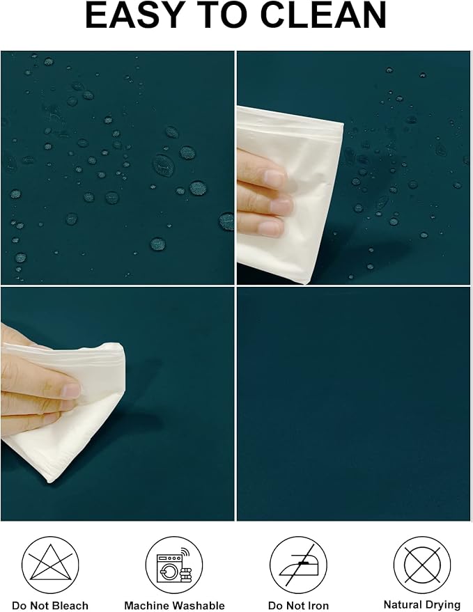 Fokitut 2 Pack Waterproof Rectangle Tablecloth, 60x102 Inch, Stain Resistant and Wrinkle Polyester Table Cloth, Fabric Table Cover for Kitchen Dining, Wedding, Party, Holiday Dinner-Peacock Blue