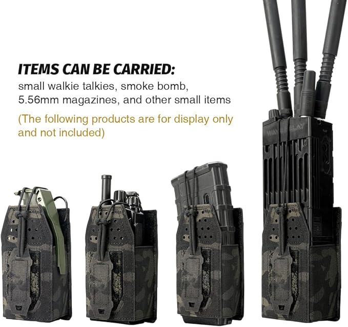 Tactical Radio Holster Molle Radio Pouch Universal Radio Holder For Walkie Talkie Motorola BaoFeng UV-5R BF-F8HP Adjustable Storage Rifle Magazine Pouch(camo black)