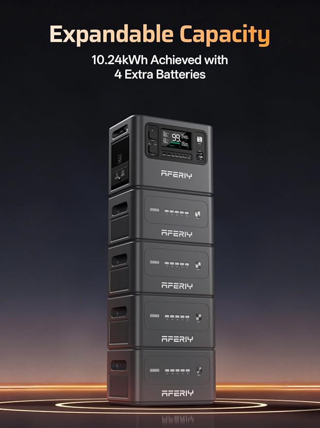 AFERIY Extra Battery 2048Wh,Compatible with P280 Power Station 120V 2800W 2026 Upgraded Version of P210,UPS Solar Generator for Home Use,Power Outages,Camping,and RVs