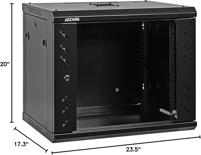 9U Professional Wall Mount Network Server Cabinet Enclosure 19-Inch Server Network Rack Low-Profile Black