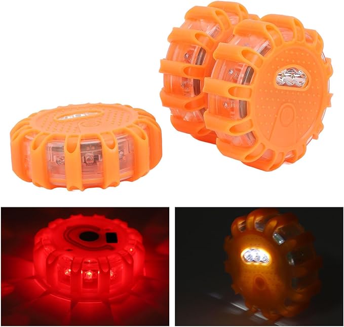 LED Road Emergency Light, 3 Pack Magnetic Warning Lights with 9 Modes 850mAh Battery Type C Charging Emergency Flares for Vehicles