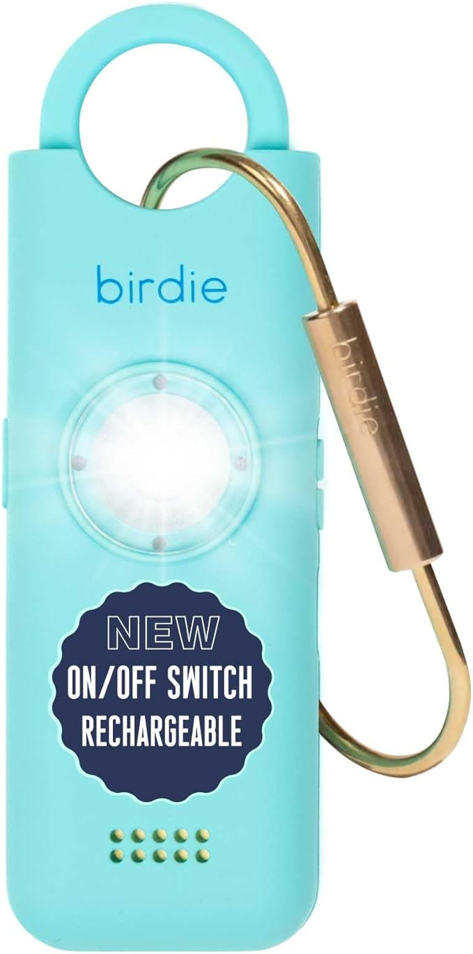 She’s Birdie 3.0 New Version – The Original Personal Safety Alarm for Women by Women–Loud Siren, Flash Light and Rechargeable Battery in a Variety of Colors (Aqua Blue)