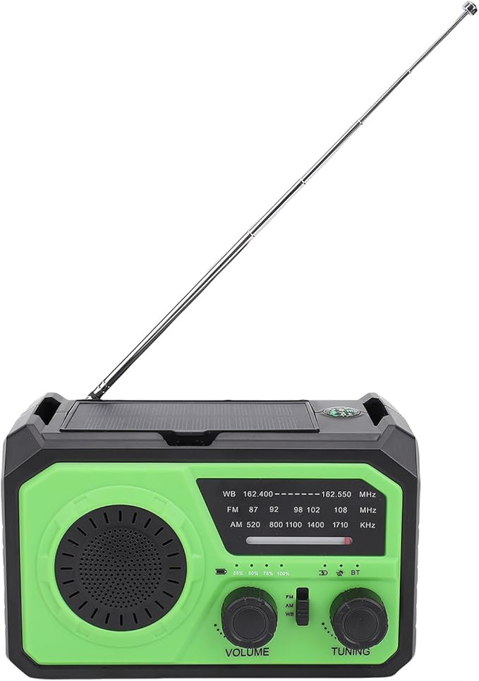Solar Hand Crank Radio AM FM WB Emergency Radio with 16000mAh Power Bank SOS Flashlight Compass Reading Light for Outdoor Survival Camping Hiking