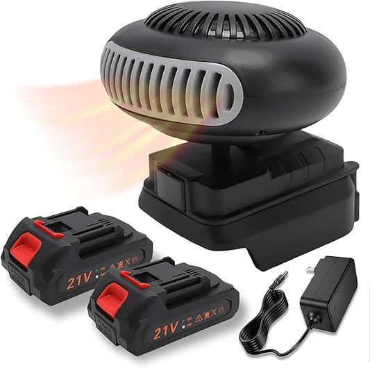 Battery Powered Space Heater, 2026 New Battery Operated Heater for Indoors Car, Portable Car Window Defroster with Anti Tilt Design, Long Lasting Heating & Quiet Operating for Cars Office (2*Battery)