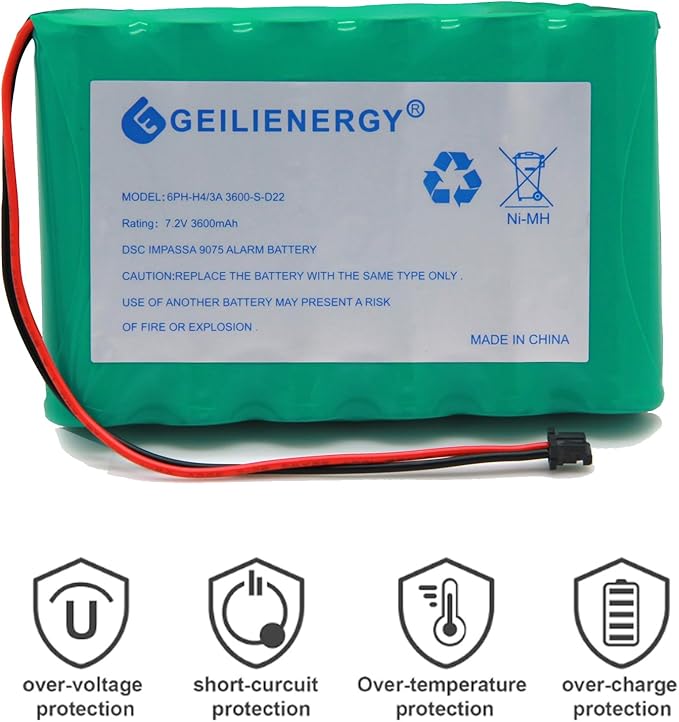 GEILIENERGY 6PH-H-4/3A3600-S-D22 7.2v 3600mAh Ni-MH Battery Compatible with DSC IMPASSA 9057 Battery Wireless Security System